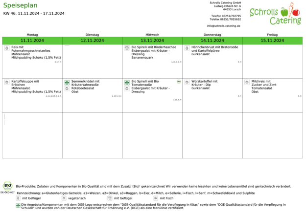 Speiseplan 11.-15.11.2024