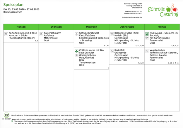 Speiseplan 23.-27.03.2026